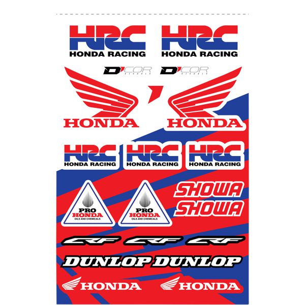 DCOR Sponsor Aufkleber-Kit (46x30cm): HONDA HRC Racing, 21-teilig