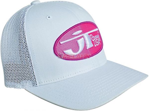 JT-RACING Trucker Cap: Oval, weiß/pink