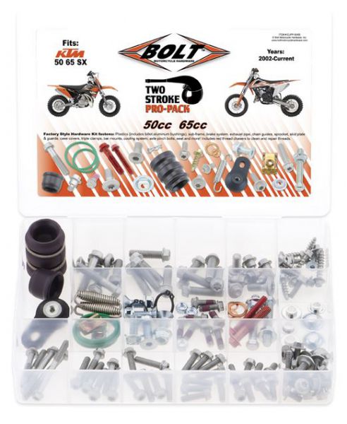 BOLT Schraubenset Pro Pack inklusive Auspuffteile für KTM 2-Takt 50-65 SX 02-, 180-teilig