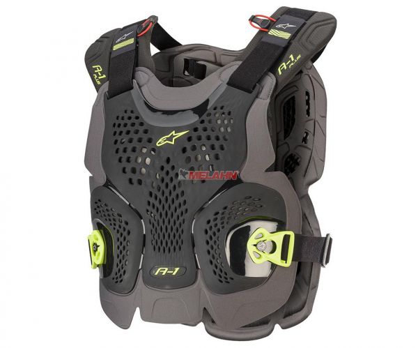 ALPINESTARS Brustpanzer: A-1 Plus, schwarz/anthrazit/fluo-gelb