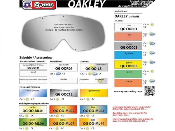 POLYWELL Ersatzglas OAKLEY O-Frame MX, gelb