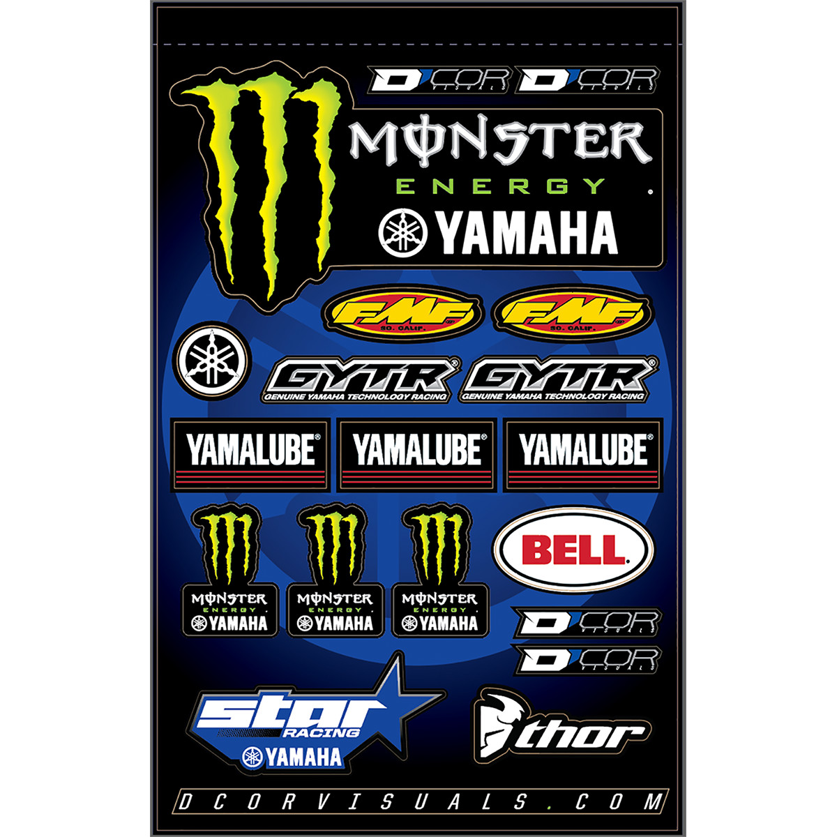 DCOR Sponsor Aufkleberkit (46x30cm): Yamaha Racing Monster Energy,  20-teilig