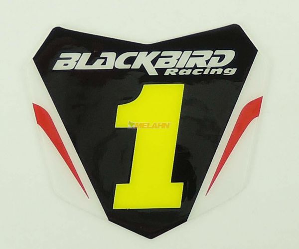 BLACKBIRD Aufkleber Starttafel 6x5,5cm, schwarz/rot/neon-gelb