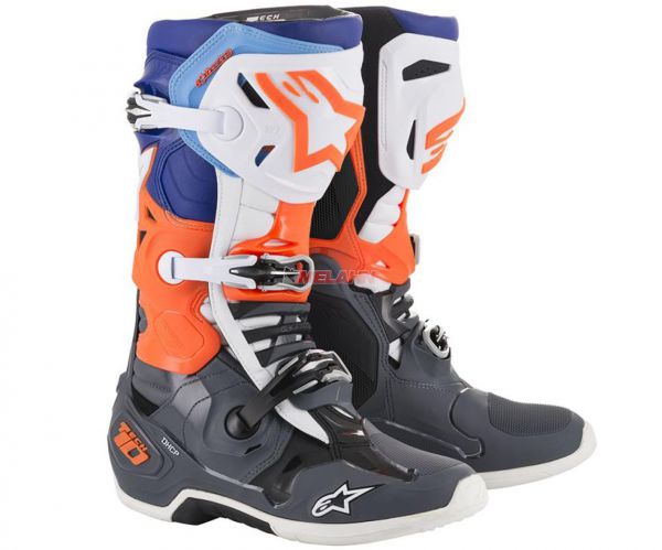 ALPINESTARS Stiefel: Tech 10, grau/orange/blau