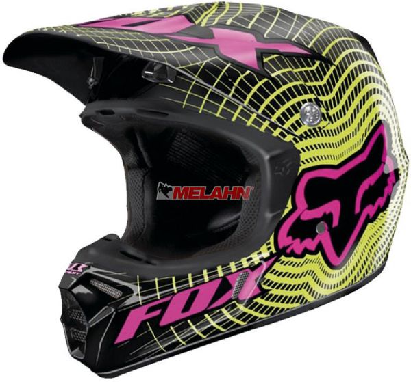 FOX Helm: V3 Vortex, schwarz/grün, Gr.: XL