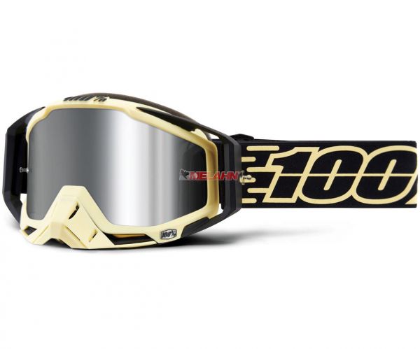 100% Racecraft Plus Jiva Goggle Motocross MTB MX Enduro Cross Brille, schwarz/gelb (verspiegelt)