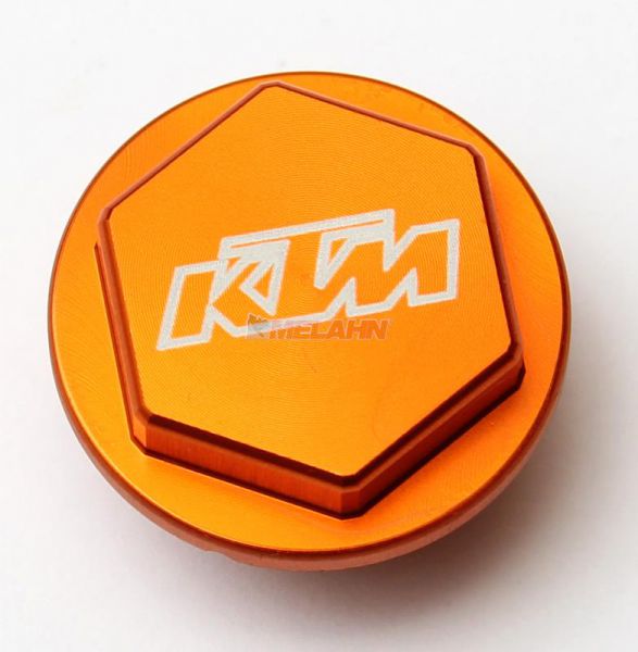 KTM SXS Aluminium-Deckel Fußbremszylinder, orange