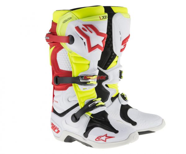 ALPINESTARS Stiefel: Tech 10, weiß/rot/neon