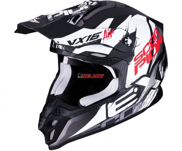SCORPION Helm: VX-16 Air Albion, schwarz matt/weiß