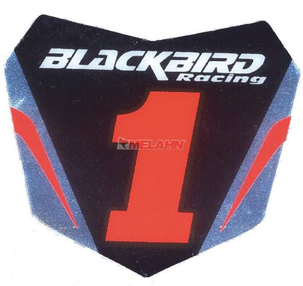 BLACKBIRD Aufkleber Starttafel 6x5,5cm, schwarz/rot/chrom