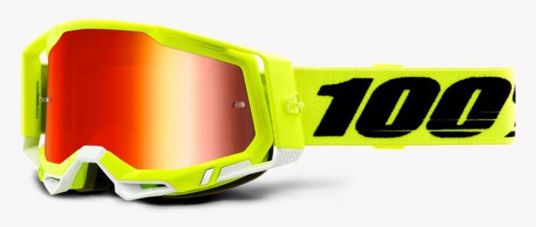 100% Brille: Racecraft 2 Fluo Yellow, neon-gelb/schwarz, rot-verspiegelt