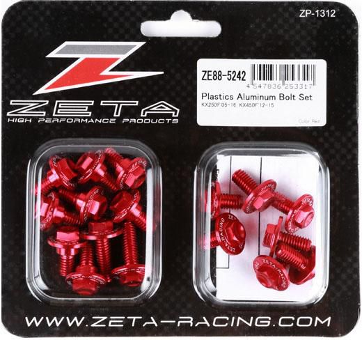 ZETA Aluminium-Schrauben Plastikteile (17 Stück) Kawasaki KXF 250 13-16 / 450 12-15, rot