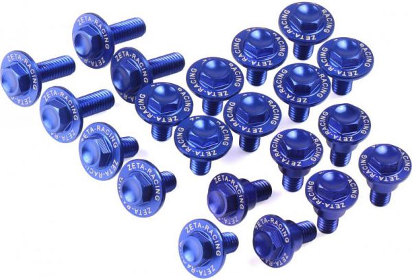 ZETA Aluminium-Schrauben Plastikteile (21 Stück) für Yamaha YZF 250 2019- / 450 2018-, blau