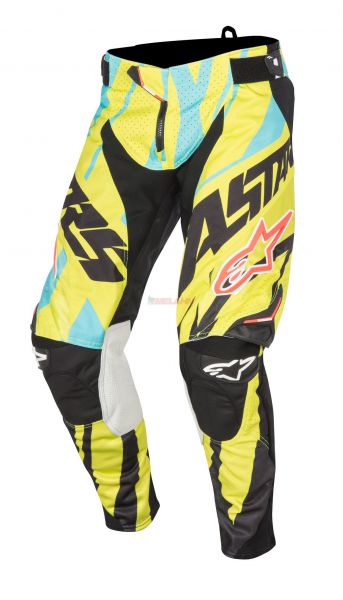 ALPINESTARS Hose: Techstar Eli Tomac Limited Edition, schwarz/gelb/türkis