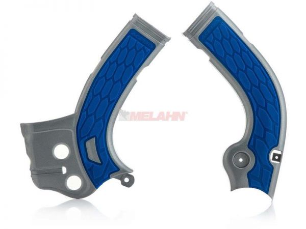 ACERBIS Rahmenschützer (Paar): X-Grip für YAMAHA YZF 250 14-16 / 450 14-15, silber/blau