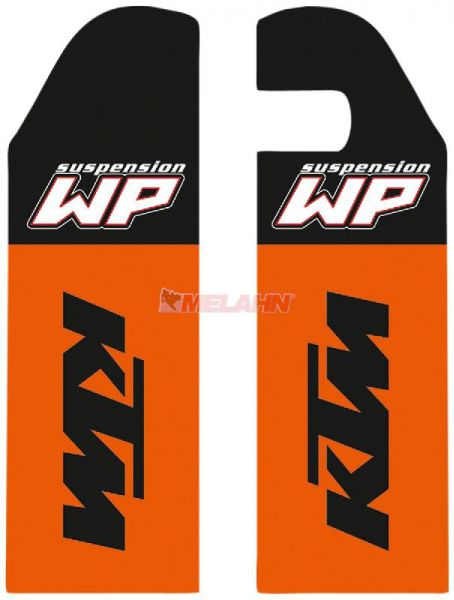 KTM Gabelschutz-Aufkleber (Paar), WP/KTM sw/orange, offen