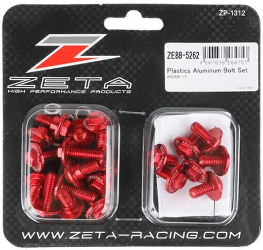 ZETA Aluminium-Schrauben Plastikteile (25 Stück) Kawasaki KXF 250 17-20, rot