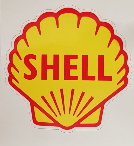 SHELL Aufkleber Muschel (altes Logo) 8,5x8,5cm, gelb/rot