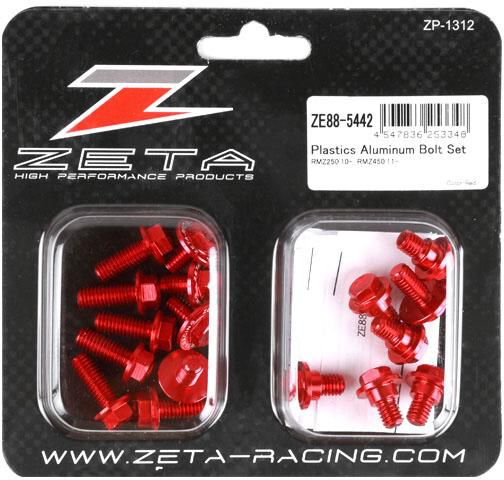 ZETA Aluminium-Schrauben Plastikteile (17 Stück) Suzuki RMZ 250 10-18 / 450 11-17, rot