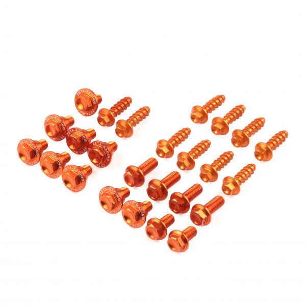 ZETA Aluminium-Schrauben Plastikteile (25 Stück) für KTM SX 16-18 / EXC 17-19, orange