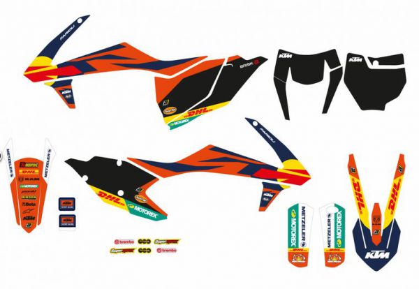 BLACKBIRD Dekor-Kit: Factory 2023 für KTM SX 2016-2018 / EXC 2017-2019