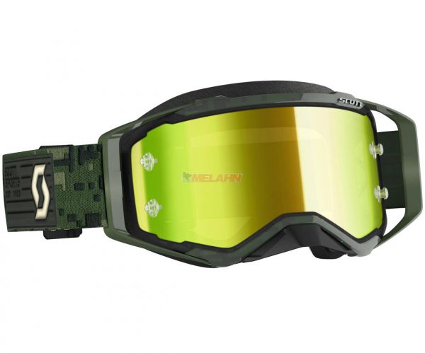 SCOTT Prospect Goggle Motocross MTB MX Enduro Cross Brille khaki green gelb chrome verspiegelt