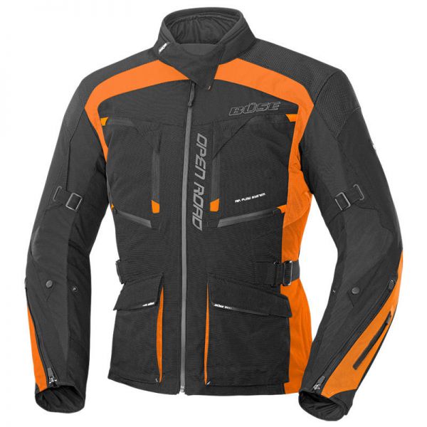 BÜSE Jacke: Open Road Evo, schwarz/orange