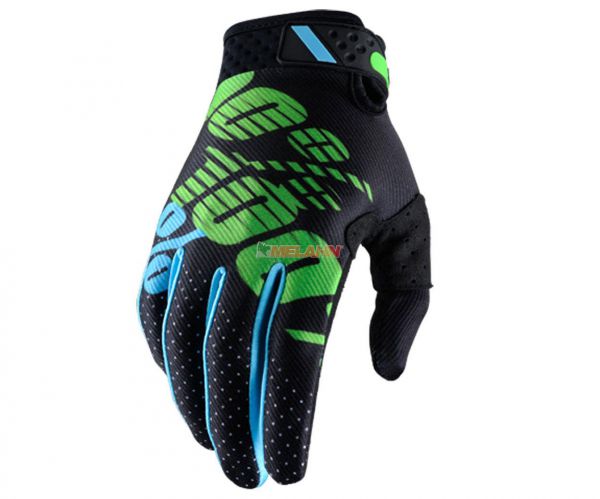 100% Handschuh: Ridefit, schwarz/grün/blau