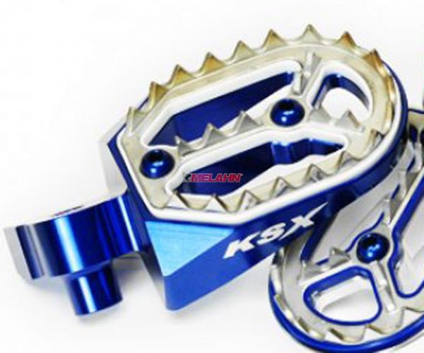 KSX Aluminium-Fußrasten (Paar): Factory Line für YAMAHA YZ/YZF/WR, blau