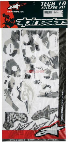 ALPINESTARS Aufkleber-Kit: Tech 10 (15 tlg.), grau