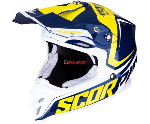SCORPION Helm: VX-16 Air Ernee, blau/gelb/weiß