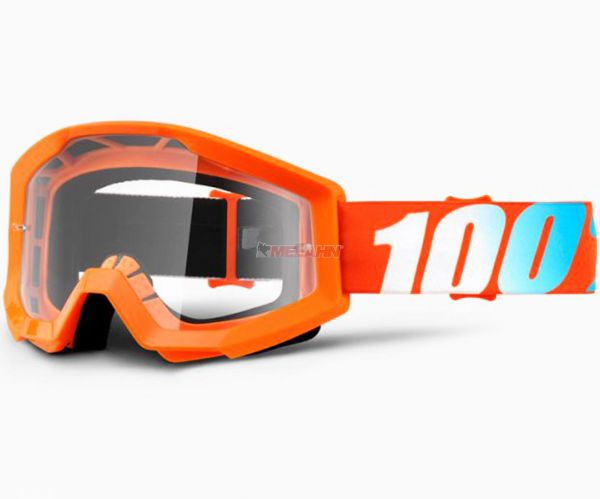100% Strata Orange Goggle Motocross MTB MX Enduro Cross Brille, klares Glas, orange