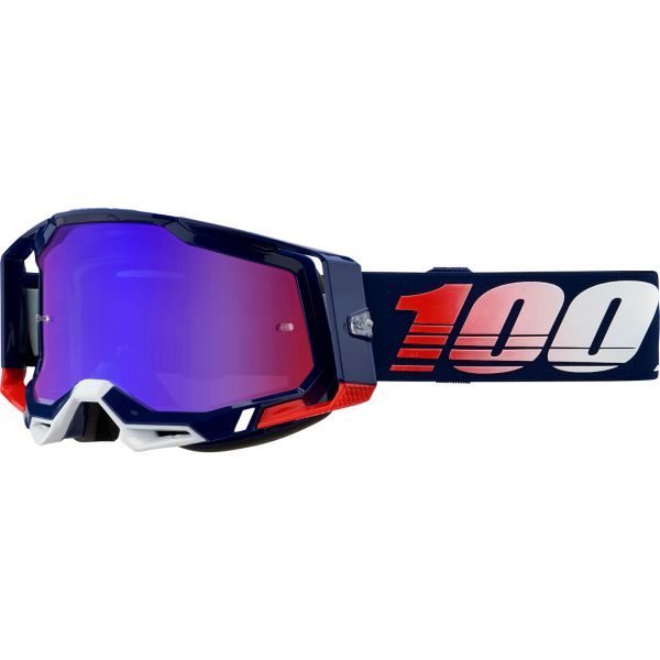 100% Brille: Racecraft 2 Republic, blau/rot/weiß, blau-rot-verspiegelt