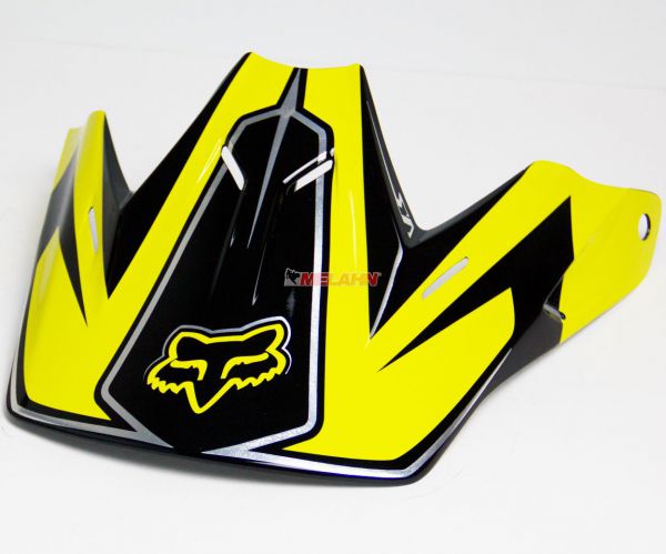 FOX Helmschirm: Visor V3 Carbon, schwarz/gelb/rot