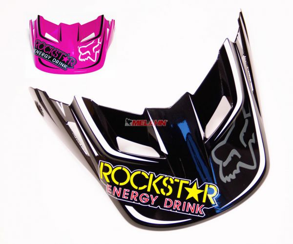 FOX Helmschirm: V1 Visor (ab 2013-2018) Rockstar, schwarz