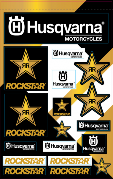 DCOR Sponsor Aufkleber-Kit (46x30cm): Husqvarna Factory/Rockstar Energy, 18-teilig