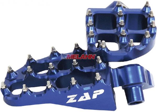 ZAP E-Peg Aluminium-Fußrasten (Paar) für KTM, HVA, HUSABERG, YAMAHA, blau