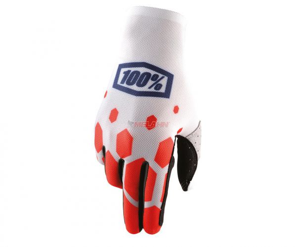 100% Handschuh: Celium, weiß/rot
