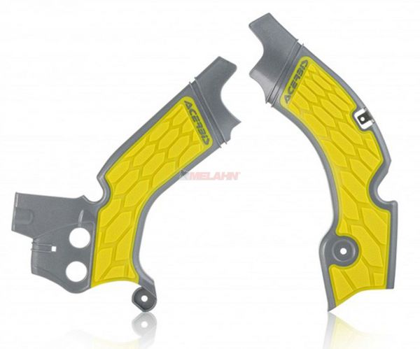 ACERBIS Rahmenschützer (Paar): X-Grip, grau/gelb, RMZ 250 10-18