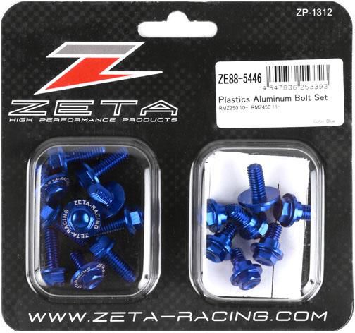 ZETA Aluminium-Schrauben Plastikteile (17 Stück) Suzuki RMZ 250 10-18 / 450 11-17, blau