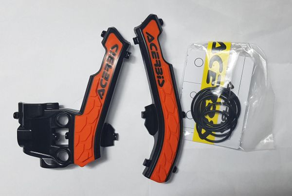 ACERBIS Rahmenschützer (Paar): X-Grip für KTM 50 SX 2016-, schwarz/orange