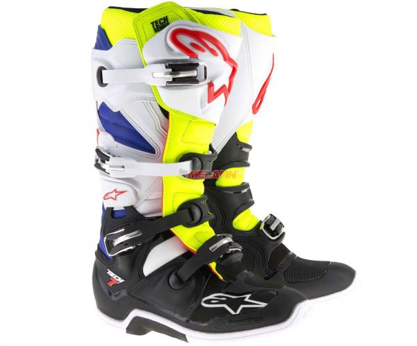 ALPINESTARS Stiefel: Tech 7,weiß/gelb/blau (nur noch Gr. 9/43)