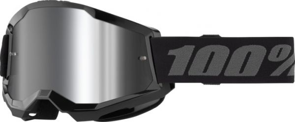 100% Kids-Brille: Strata 2 Black, schwarz/grau silber-verspiegelt