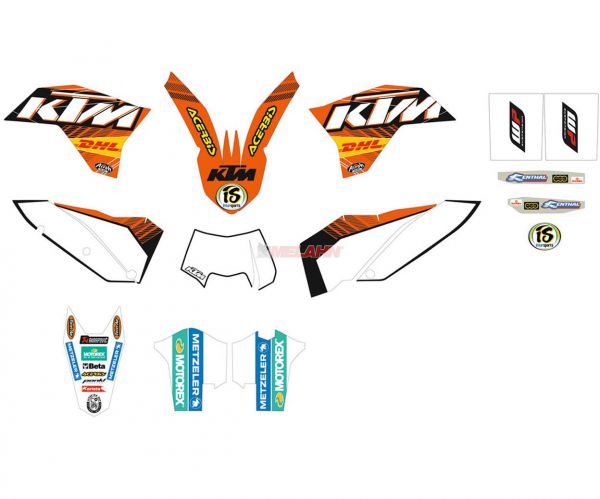 KTM Factory Dekor-Kit, weiße Tafeln, SX 07-10 / EXC 08-11