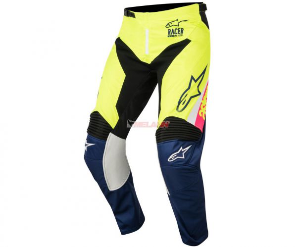 ALPINESTARS Hose: Racer Supermatic, weiss/dunkelblau/neongelb