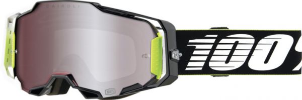 100% Brille: Armega Hyper RACR/Cairoli LTD, schwarz/weiß/neon-gelb silber verspiegelt