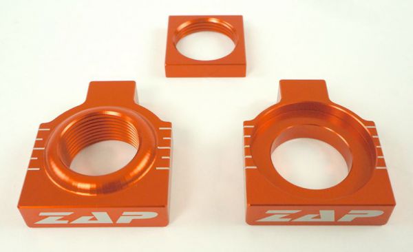 ZAP Aluminium-Achsblöcke (Paar) für KTM SX 13- (25mm), orange