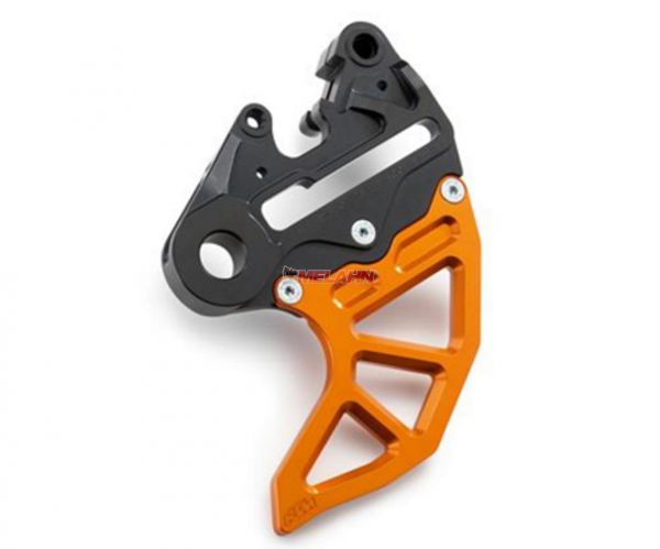KTM Aluminium-Bremszangenträger mit Bremsscheibenschutz SX 13-, hinten, schwarz/orange