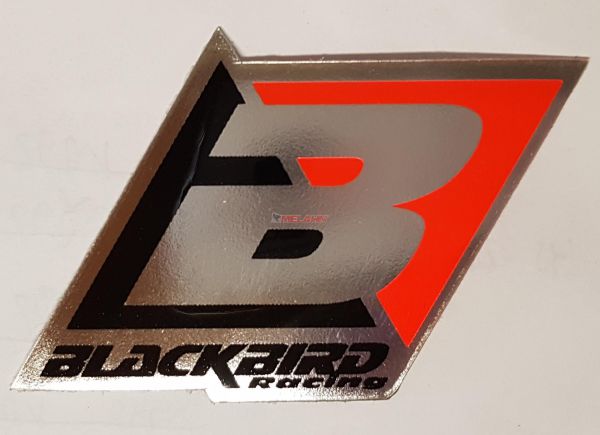 BLACKBIRD Aufkleber: Logo, 6,5x4,5cm, chrom