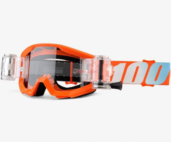 100% Kids Brille: Strata Junior Mud/SVS Roll-Off-System, orange
